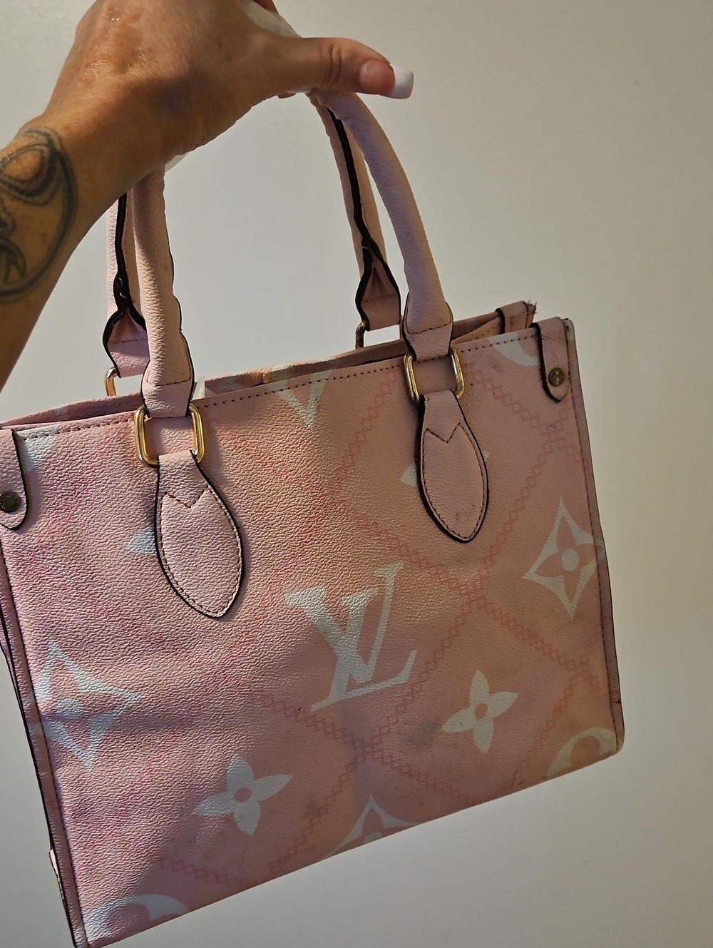 Pink Designer-Inspired Tote Bag